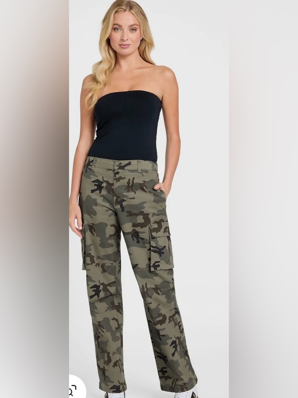 Guess Women's Camo Cargo Pants in Olive and Black